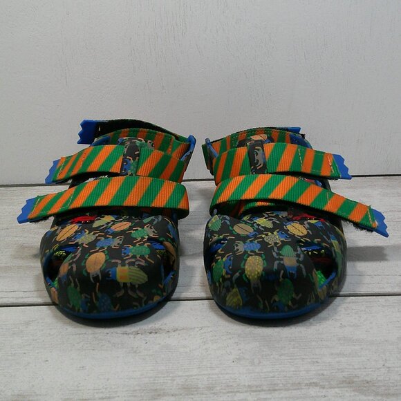 Mini Melissa Girl's Fabula Cage Pattern Grip-Strap Sandals, Blue Size 2 - Picture 9 of 10